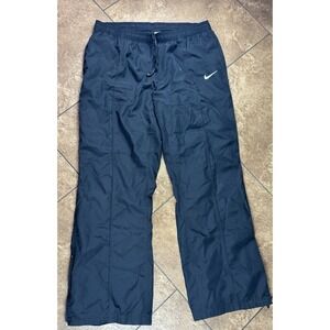 Vintage Y2K Nike Performance Windbreaker Track Pants Womens XL Black Ankle Zip